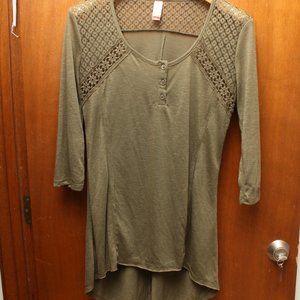 Olive Green Lace Henley